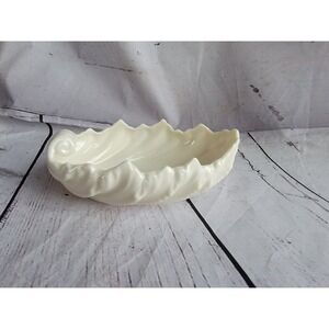 LENOX Porcelain Acanthus Leaf Candy Nut Dish Bowl White Sculpted 5.5 In VINTAGE